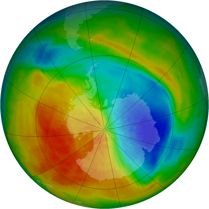 Antarctic ozone map for 29 September 2002